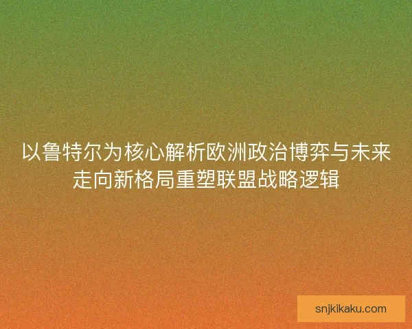 以鲁特尔为核心解析欧洲政治博弈与未来走向新格局重塑联盟战略逻辑