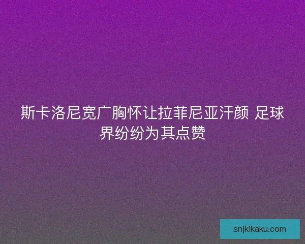斯卡洛尼宽广胸怀让拉菲尼亚汗颜 足球界纷纷为其点赞