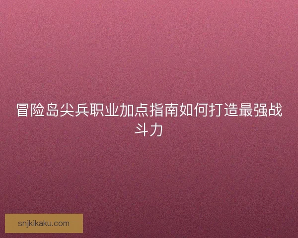 冒险岛尖兵职业加点指南如何打造最强战斗力
