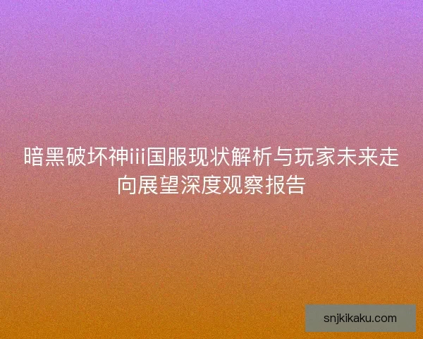 暗黑破坏神iii国服现状解析与玩家未来走向展望深度观察报告 暗黑破坏神iii国服现状解析与玩家未来走向展望深度观察报告
