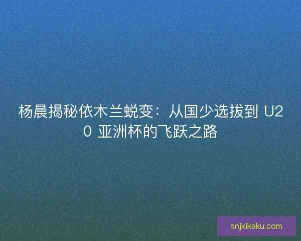 杨晨揭秘依木兰蜕变：从国少选拔到 U20 亚洲杯的飞跃之路