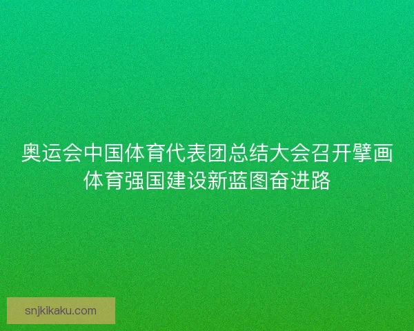 奥运会中国体育代表团总结大会召开擘画体育强国建设新蓝图奋进路